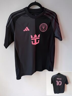 adidas Inter Miami CF 2024/25 Away Jersey Youth Large Messi 10 Black NWT JI6820